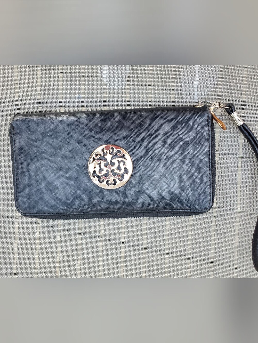 Sleek Black Continental Zip-Around Wristlet Wallet